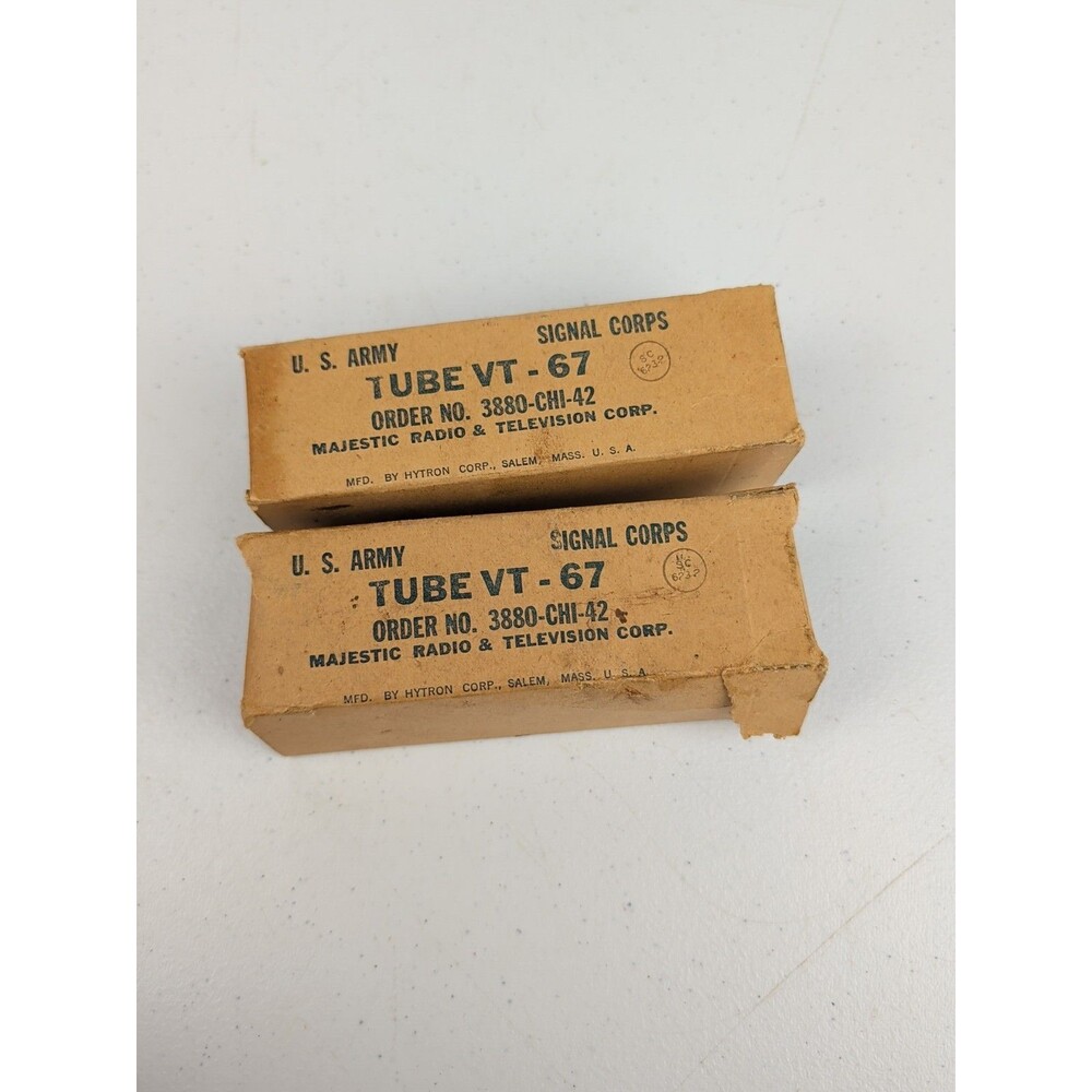 NOS Hytron VT-67 U.S. Army Signal Corps Vacuum Tube Set Of 2